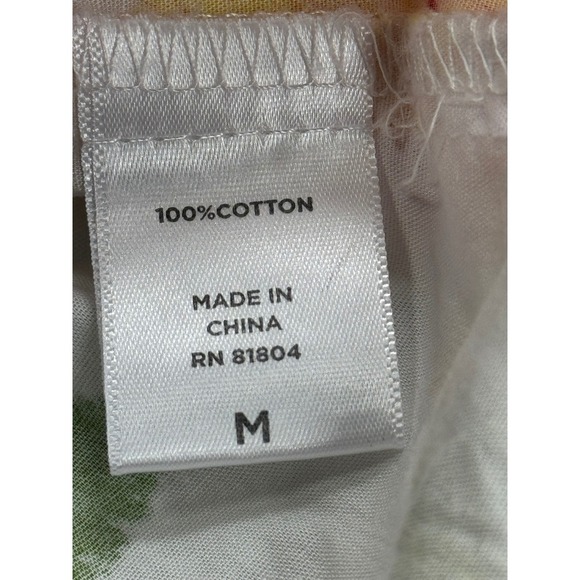 Fairhope Floral Ruffle Sleeve Top Pintuck Detail White Pink Yellow M - Picture 10 of 11